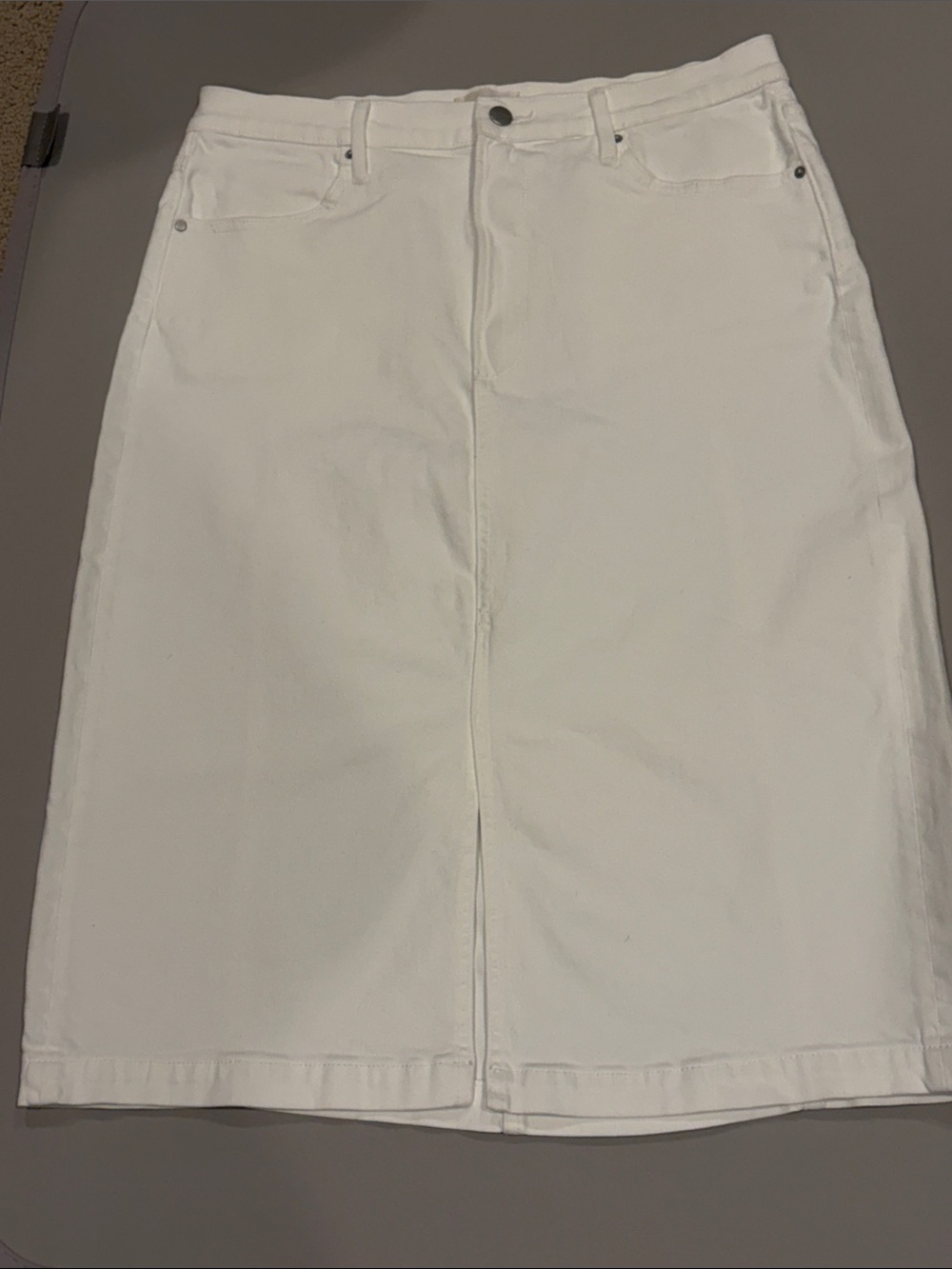 Sundance White Denim Skirt with Front Slit by Driftwood NWT 31 waist M/L